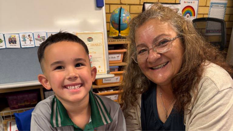 Kindergarten student on his first day